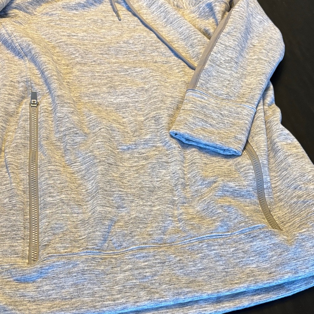 Athleta Light Gray Pullover Hoodie Sweatshirt Dress with Cowl Neck Large Petite - Picture 7 of 13